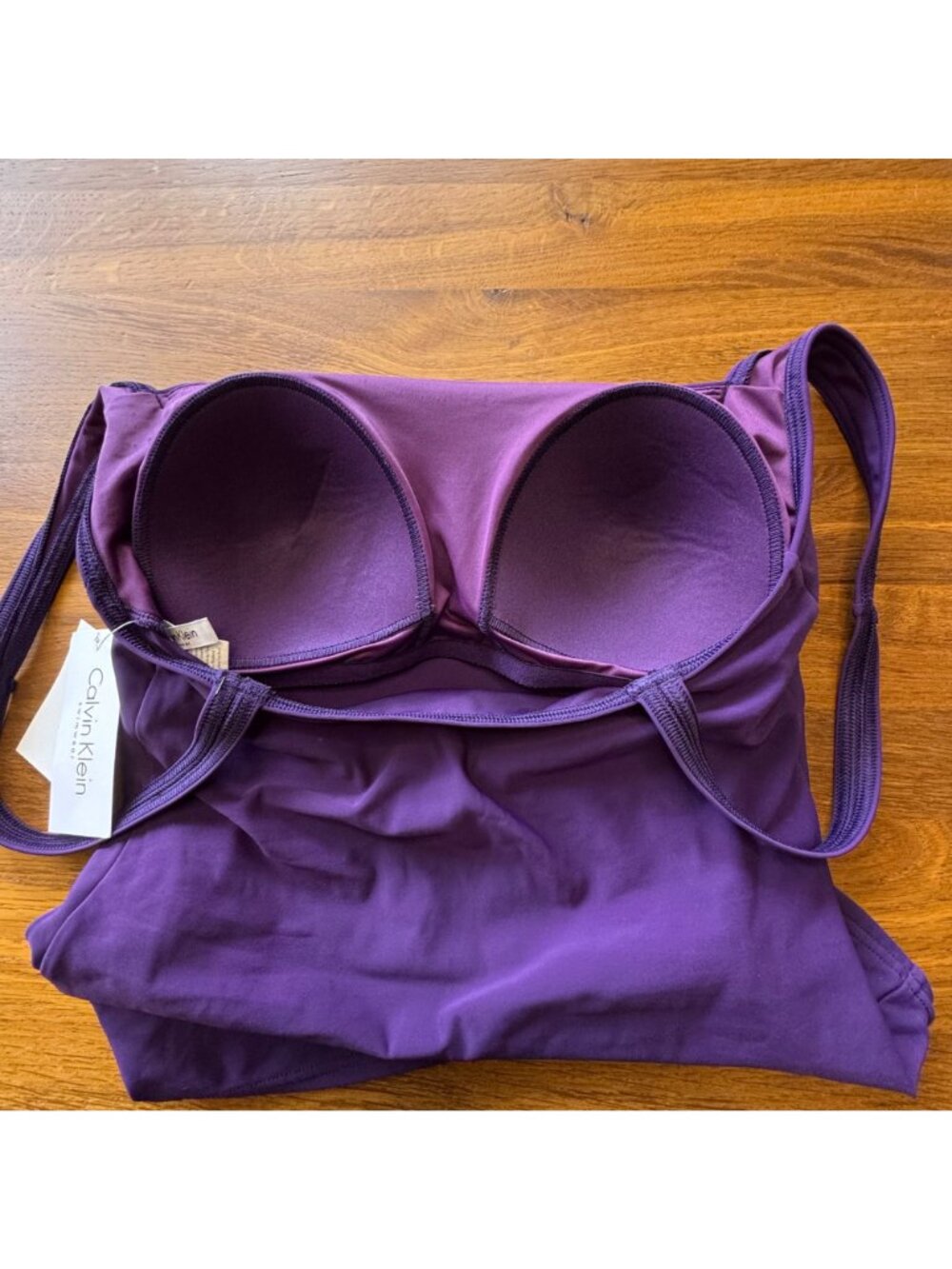 CALVIN KLEIN Tankini Swimsuit Set Womens 12 NEW Purple Two Piece Tank Bikini NWT - Picture 8 of 14